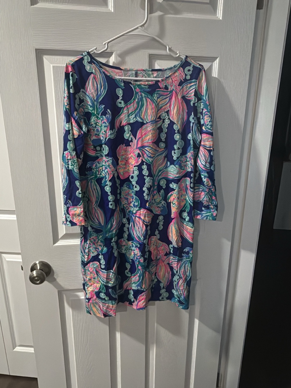Lilly Pulitzer Navy Multicolor Floral Long-Sleeve Shift Dress